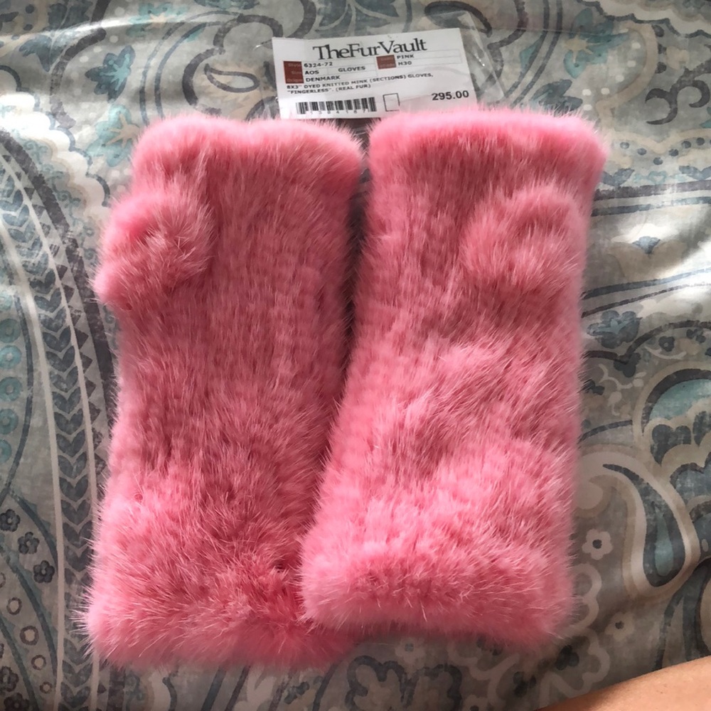 Fingerless Pink Mink Gloves